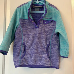Free County Toddler Girls' Glee Fleece Pullover Ultra Violet Color Block Size 4t